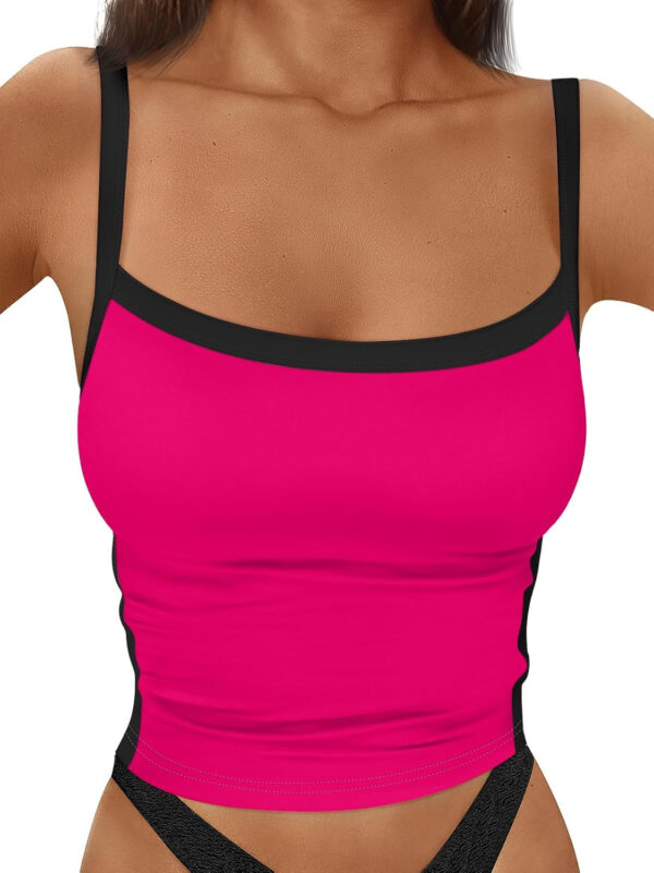Trendy Queen Women's Double Lined Tank Tops Spaghetti Strap Square Neck Camisole Sleeveless Racerback Cropped Summer Clothes - Image 15