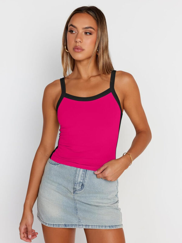 Trendy Queen Women's Double Lined Tank Tops Spaghetti Strap Square Neck Camisole Sleeveless Racerback Cropped Summer Clothes - Image 16