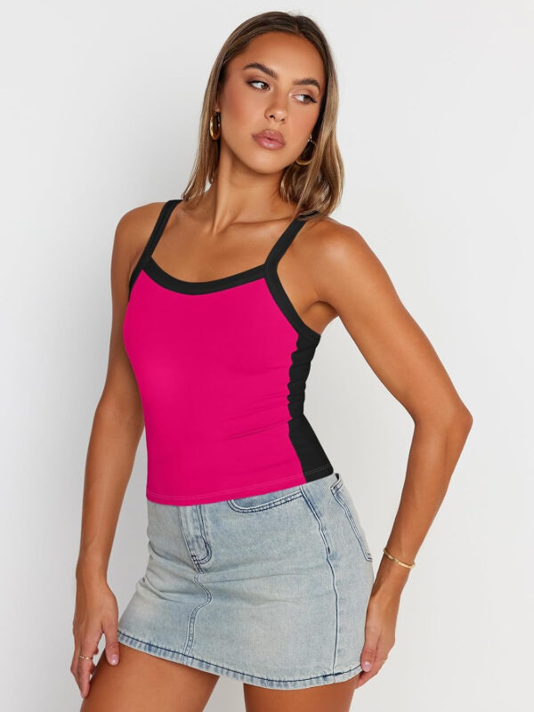Trendy Queen Women's Double Lined Tank Tops Spaghetti Strap Square Neck Camisole Sleeveless Racerback Cropped Summer Clothes - Image 17