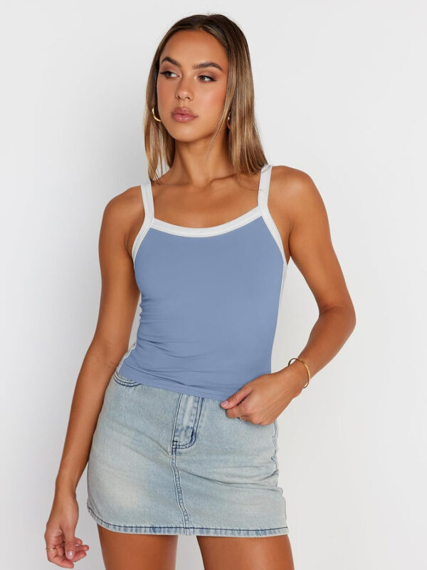 Trendy Queen Women's Double Lined Tank Tops Spaghetti Strap Square Neck Camisole Sleeveless Racerback Cropped Summer Clothes - Image 21