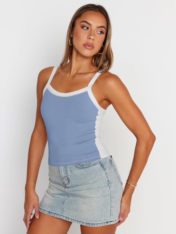 Trendy Queen Women's Double Lined Tank Tops Spaghetti Strap Square Neck Camisole Sleeveless Racerback Cropped Summer Clothes - Image 22