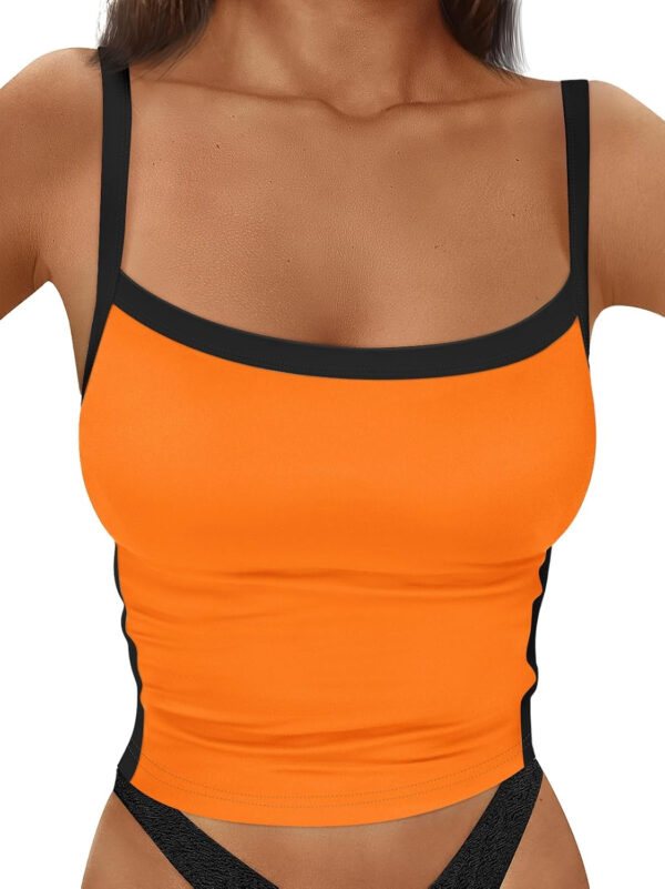 Trendy Queen Women's Double Lined Tank Tops Spaghetti Strap Square Neck Camisole Sleeveless Racerback Cropped Summer Clothes - Image 25