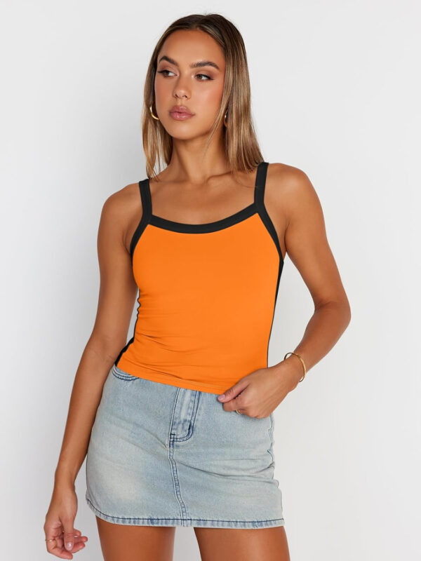 Trendy Queen Women's Double Lined Tank Tops Spaghetti Strap Square Neck Camisole Sleeveless Racerback Cropped Summer Clothes - Image 26