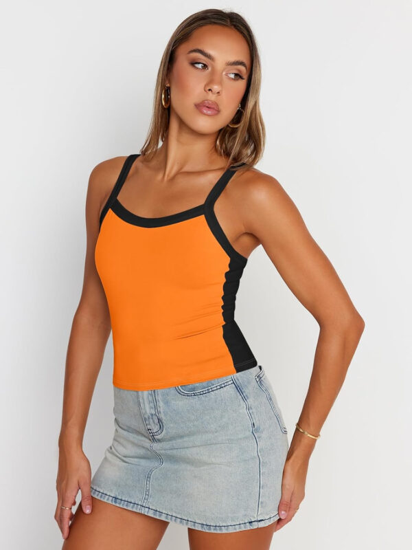 Trendy Queen Women's Double Lined Tank Tops Spaghetti Strap Square Neck Camisole Sleeveless Racerback Cropped Summer Clothes - Image 27