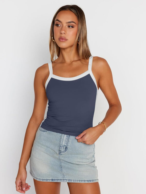 Trendy Queen Women's Double Lined Tank Tops Spaghetti Strap Square Neck Camisole Sleeveless Racerback Cropped Summer Clothes - Image 30