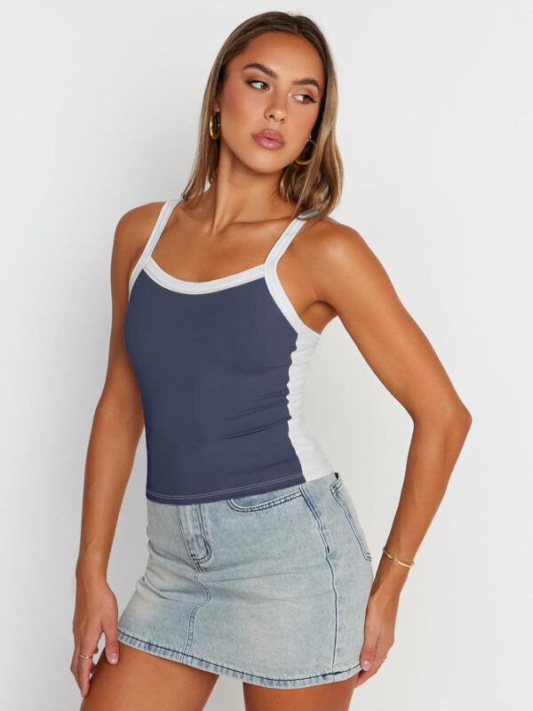 Trendy Queen Women's Double Lined Tank Tops Spaghetti Strap Square Neck Camisole Sleeveless Racerback Cropped Summer Clothes - Image 31