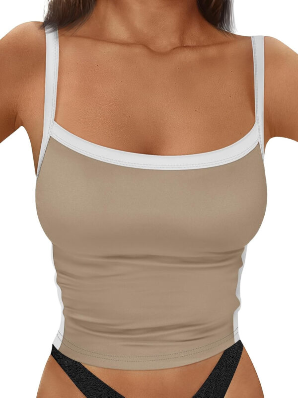 Trendy Queen Women's Double Lined Tank Tops Spaghetti Strap Square Neck Camisole Sleeveless Racerback Cropped Summer Clothes - Image 33