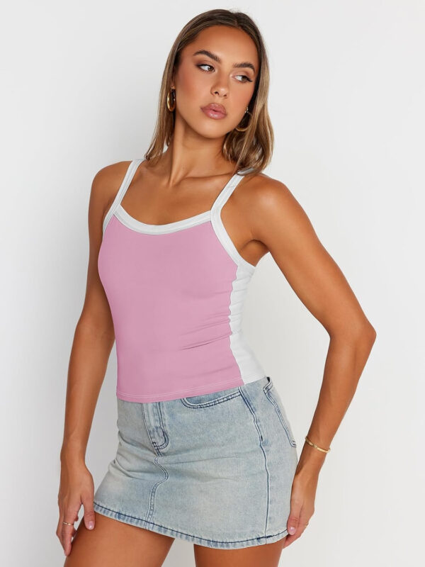 Trendy Queen Women's Double Lined Tank Tops Spaghetti Strap Square Neck Camisole Sleeveless Racerback Cropped Summer Clothes - Image 40