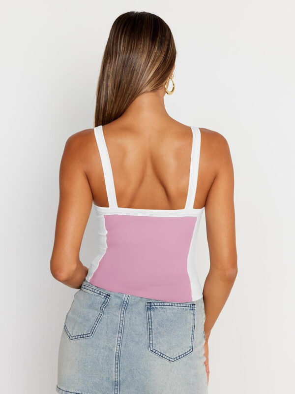 Trendy Queen Women's Double Lined Tank Tops Spaghetti Strap Square Neck Camisole Sleeveless Racerback Cropped Summer Clothes - Image 41