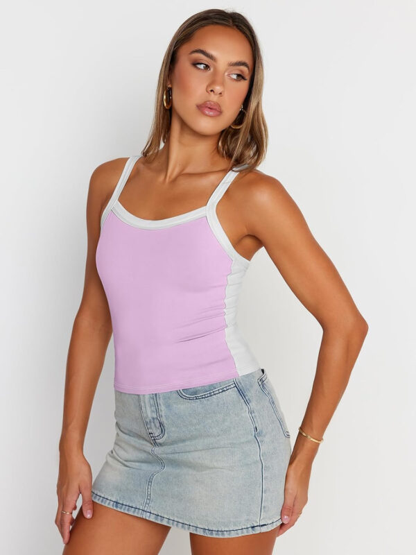 Trendy Queen Women's Double Lined Tank Tops Spaghetti Strap Square Neck Camisole Sleeveless Racerback Cropped Summer Clothes - Image 50
