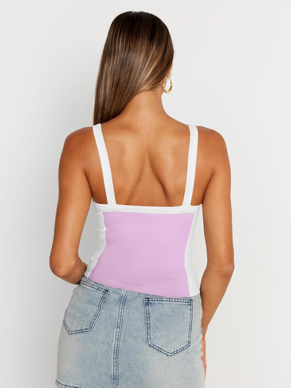 Trendy Queen Women's Double Lined Tank Tops Spaghetti Strap Square Neck Camisole Sleeveless Racerback Cropped Summer Clothes - Image 51