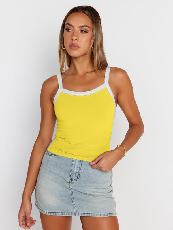 Trendy Queen Women's Double Lined Tank Tops Spaghetti Strap Square Neck Camisole Sleeveless Racerback Cropped Summer Clothes - Image 53