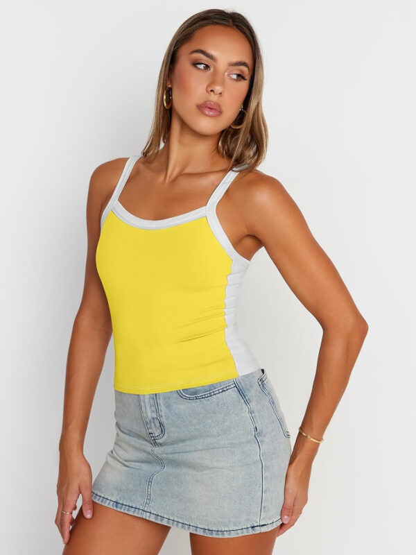 Trendy Queen Women's Double Lined Tank Tops Spaghetti Strap Square Neck Camisole Sleeveless Racerback Cropped Summer Clothes - Image 54