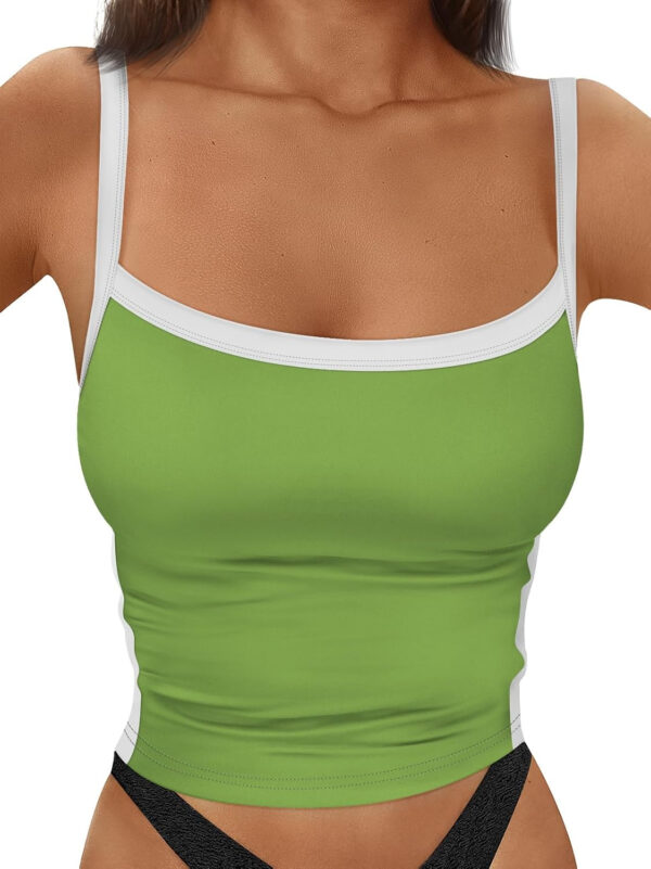 Trendy Queen Women's Double Lined Tank Tops Spaghetti Strap Square Neck Camisole Sleeveless Racerback Cropped Summer Clothes - Image 56