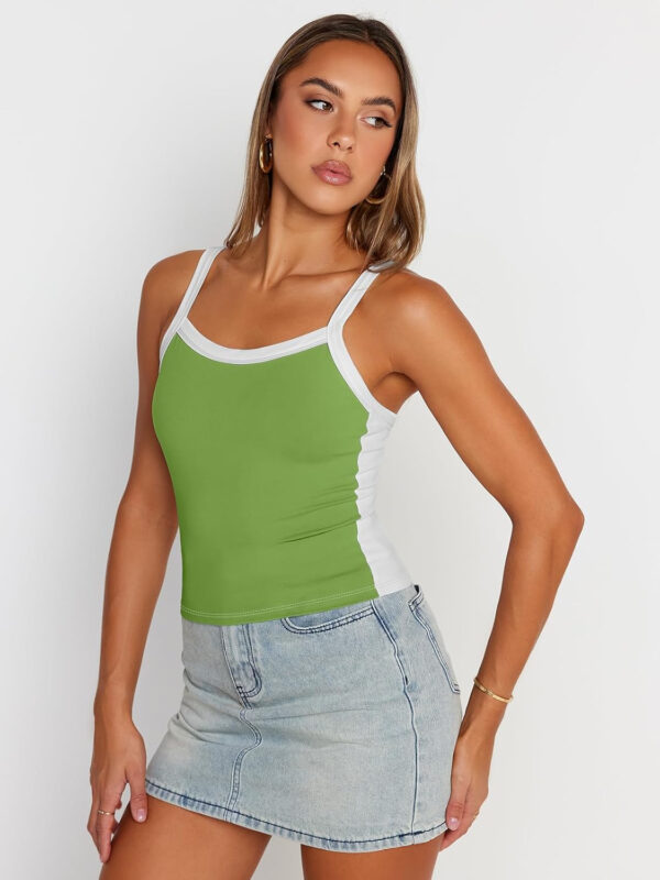 Trendy Queen Women's Double Lined Tank Tops Spaghetti Strap Square Neck Camisole Sleeveless Racerback Cropped Summer Clothes - Image 58